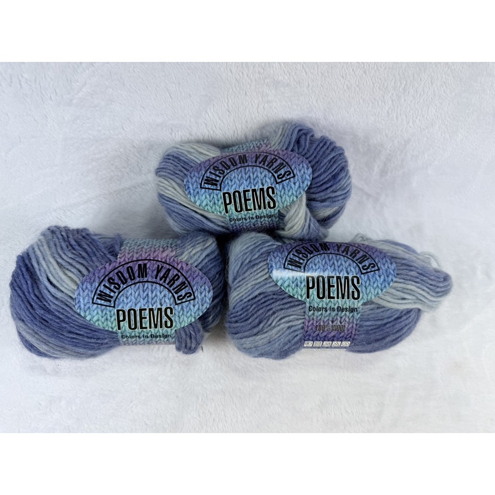 Lot of 3 Wisdom Yarns Poems Wool Self-Striping Roving Yarn Color 534 Lot 07-479